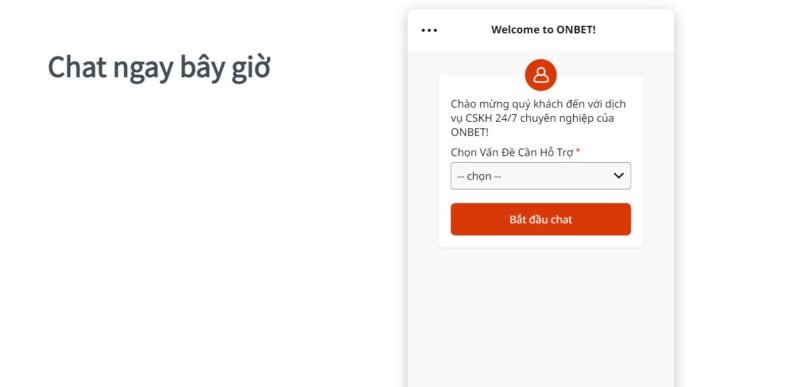Liên hệ ONBET qua mục chat trực tuyến