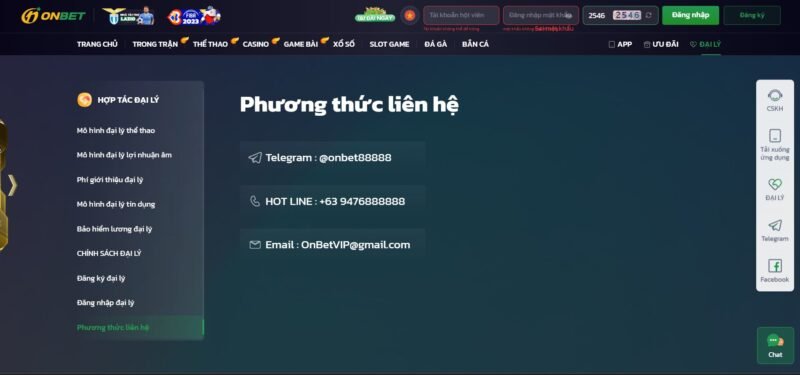 Lưu ý khi liên hệ với onbet